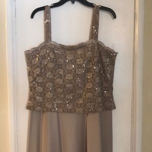 Sequin Lace and Satin Evening Gown and Jacket